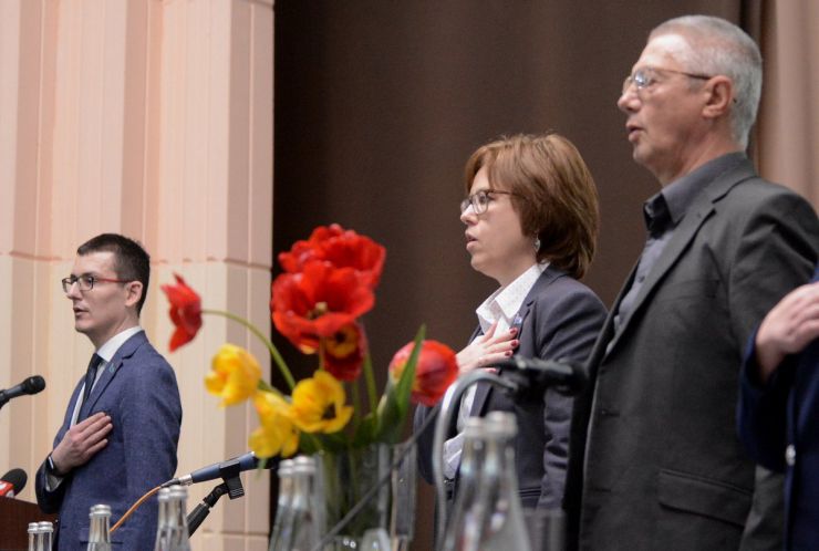 25 квітня 2019 Пленум Національної спілки журналістів України.
Національна спілка журналістів України, яка заснована на Першому з’їзді журналістів України (23–24 квітня 1959 р.), нині відзначає круглу дату своєї історії – 60-річчя!
Голова НСЖУ Сергій Томіленко, перша секретар Ліна Кущ та голова харківської обласної організації НСЖУ Олександр Голуб.