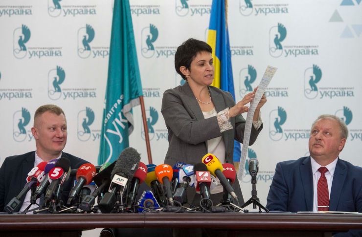 11 липня 2019 спільний брифінг Голови Центральної виборчої комісії Тетяни Сліпачук, заступника Голови Комісії Євгенія Радченка та директора Державного підприємства. 