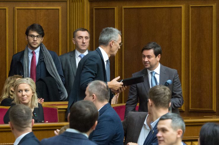 Пленарне засідання Верховної Ради України.
Виступ Генерального Секретаря НАТО Йенса Столтенберга у сесійній залі Верховної Ради України. Штучний
