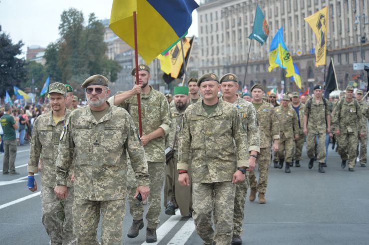У Києві з нагоди Дня Незалежності України пройшов Марш захисників України.