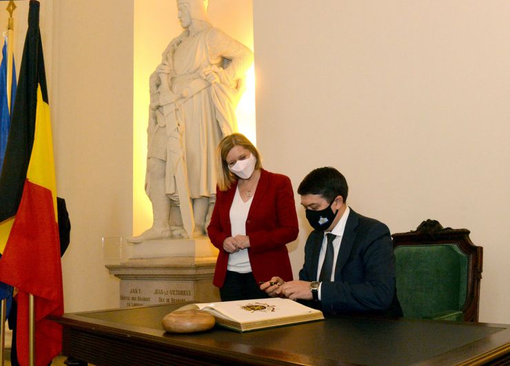 Робочий візит Голови Верховної Ради України Дмитра Разумкова до Королівства Бельгія, інституцій Європейського Союзу, НАТО та Великого Герцогства Люксембург. Зустріч з Головою Палати Представників Бельгії Еліан Тільйо.