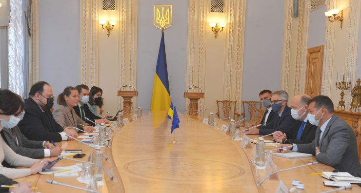 Зустріч Голови Верховної Ради України Руслана Стефанчука з Головою делегації Європейського Парламенту у ПА ЄВРОНЕСТ, членом делегації Європейського Парламенту у Парламентському комітеті Асоціації Україна-ЄС Андріусом Кубіліусом.