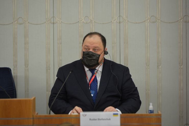 Робочий візит Голови Верховної Ради України Руслана Стефанчука до Республіки Польща з метою участі у XI Сесії Міжпарламентської Асамблеї Верховної Ради України, Сейму i Сенату Республіки Польща nа Сеймасу Литовської Республіки.
Перехід Голови Верховної Ради України Руслана Стефанчука  до кабінету Маршалка Сенату РП Томаша Гродзького для короткої вітальної розмови. 
Спільний перехід Голови Верховної Ради України Руслана Стефанчука, Голови Сеймасу Литовської Республіки Вікторія Чміліте-Нільсен та Маршалка Сенату Республіки Польща проф.  Томаша Гродзького до місця проведення засідання Міжпарламентської асамблеї (зала пленарних засідань Сенату РП). 
Відкриття XI сесії Міжпарламентської асамблеї Верховної Ради України, Сейму і Сенату Республіки Польща та Сеймасу Литовської Республіки.
 Вітальне слово Маршалка Сенату РП проф. Томаша Гродзького.
 Вітальне слово Голови Сеймасу Литовської Республіки Вікторія Чміліте-Нільсен. 
Вітальне слово Голови Верховної Ради України Р.Стефанчука Спільне фотографування голів парламентів України, Польщі та Литви
