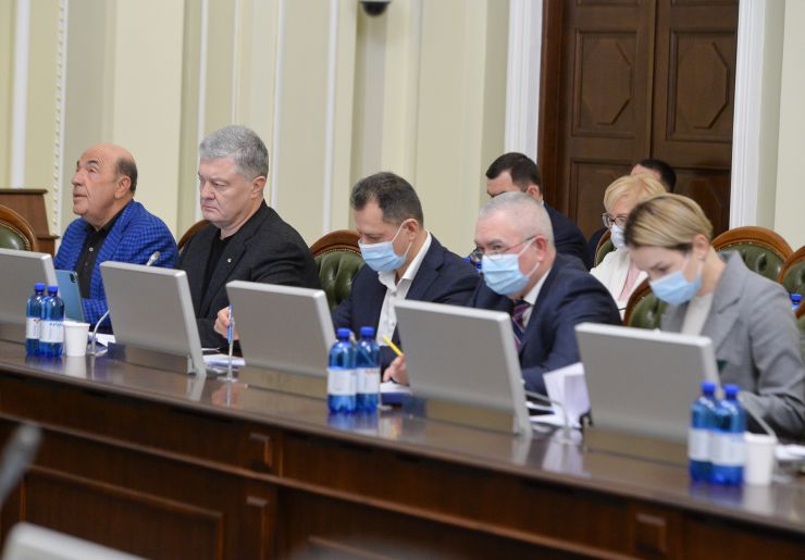 Засідання Погоджувальної ради депутатських фракцій(депутатських груп) під головуванням Голови Верховної Ради України Руслана Стефанчука. Вадим Рабінович, Петро Порошенко, Тарас Батенко, Володимир Арешонков, Анастасія Радіна