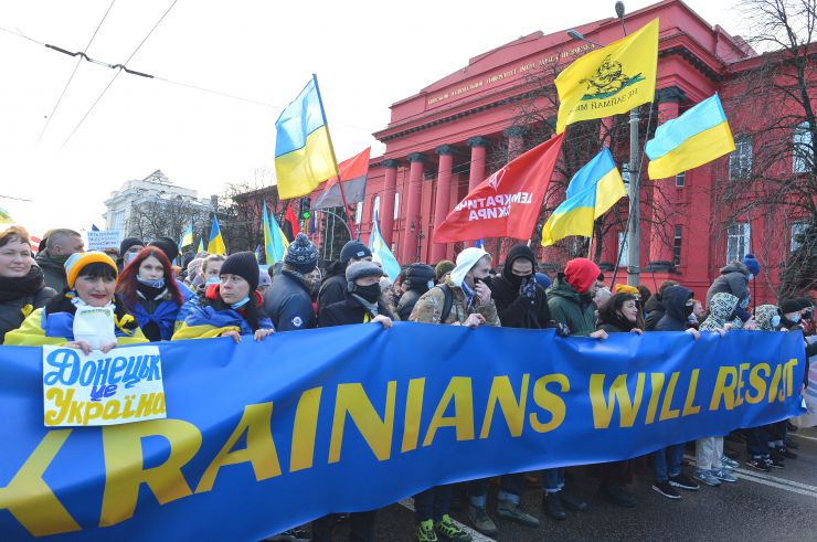 Марш Єдності за Україну в Києві.
 У Києві 12 лютого близько тисячі людей вийшли на Марш єдності за Україну на тлі загрози військового вторгнення Росії на українську територію. Учасники пройшли ходою від парку Шевченка до Майдану Незалежності. 
