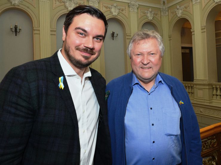 Спільне засідання Комітету Верховної Ради України з питань економічного розвитку та Комітету з економіки Сейму Литовської Республіки. Дмитро Наталуха голова комітету з питань економічного розвитку, Казис Старкевічюс голова комітету економіки Сейму Литовської Республіки