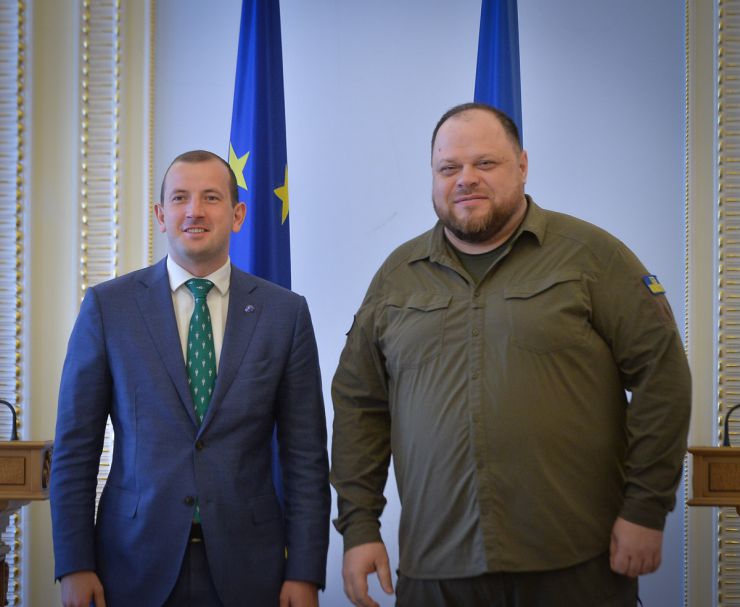 Зустріч Голови Верховної Ради України Руслана Стефанчука з Єврокомісаром з питань навколишнього середовища, океанів і рибальства Віргініюсом Сінкявічюсом