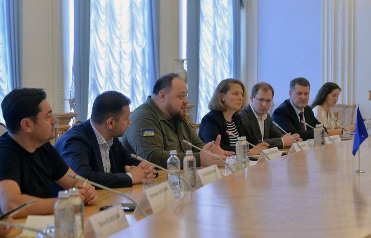 Зустріч Голови Верховної Ради України Руслана Стефанчука з Єврокомісаром з питань навколишнього середовища, океанів і рибальства Віргініюсом Сінкявічюсом