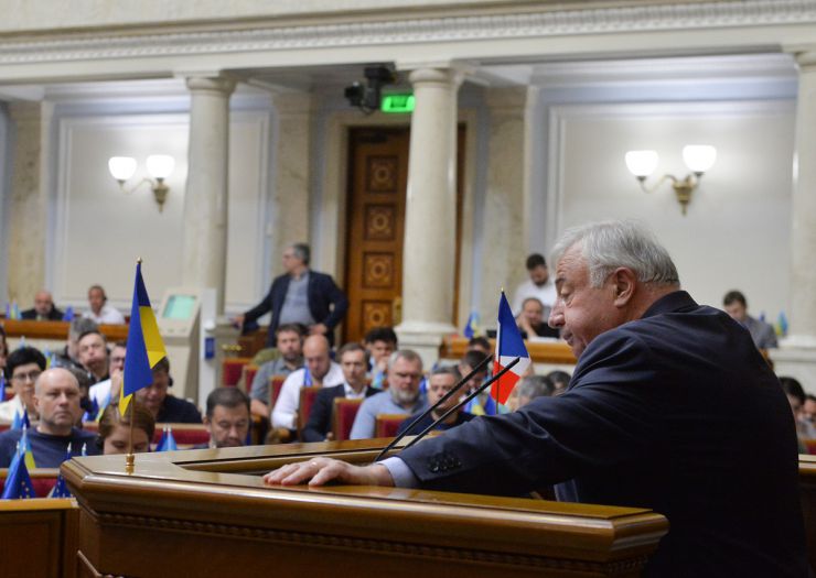 Засідання Верховної Ради України 9 липня. Голова Сенату Французької республіки Жерар Ларше виступив з промовою в українському парламенті.