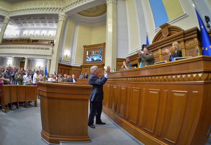 Засідання Верховної Ради України 9 липня. Голова Сенату Французької республіки Жерар Ларше виступив з промовою в українському парламенті.