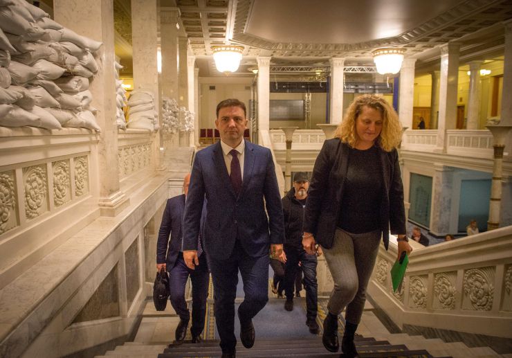 Голова Верховної Ради України Руслан Стефанчук під час зустрічі з чинним Головою ОБСЄ, Міністром закордонних справ Республіки Північна Македонія Буяром Османі. 