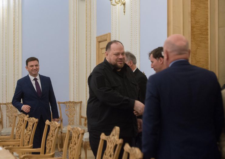 Голова Верховної Ради України Руслан Стефанчук під час зустрічі з чинним Головою ОБСЄ, Міністром закордонних справ Республіки Північна Македонія Буяром Османі. 