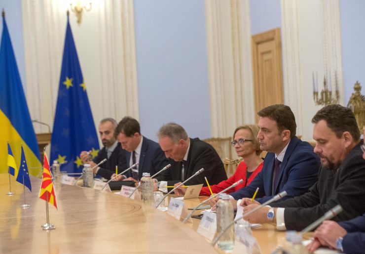 Голова Верховної Ради України Руслан Стефанчук під час зустрічі з чинним Головою ОБСЄ, Міністром закордонних справ Республіки Північна Македонія Буяром Османі. 