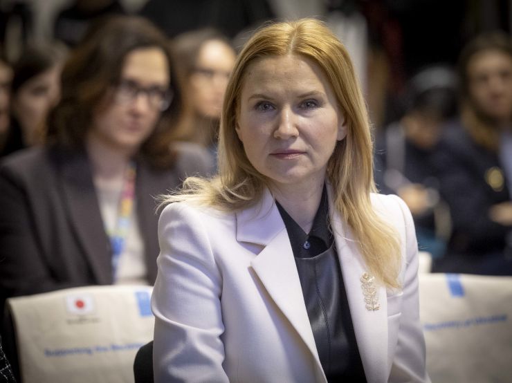 Заступниця Голови Верховної Ради України Олена Кондратюк під час спеціального заходу щодо обговорення викликів та важливості підтримки жінок у вітчизняних органах правопорядку та екстрених службах. Його провели в Києві в межах глобальної кампанії та проекту 