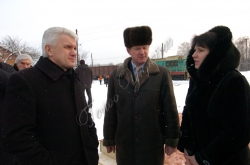 Голова Верховної Ради України Володимир Литвин у місті Богуслав Київської області взяв участь у відкритті товарної залізничної станції.