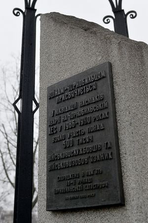 Голова Верховної Ради Дмитро Разумков спільно з Президентом України Володимиром Зеленським та Прем’єр-міністром Олексієм Гончаруком взяли участь у церемонії покладання квітів до пам’ятного знаку «Воїнам Чорнобиля» 