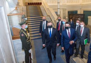 Зустріч Голови ВР України Дмитра Разумкова з Президентом Республіки Польща Анджеєм Дудою в Києві.